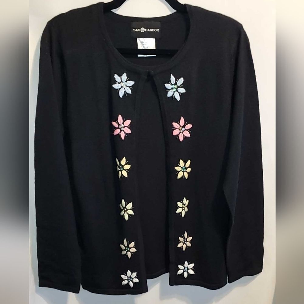 Sag Harbor Black Knit Top/Cardigan